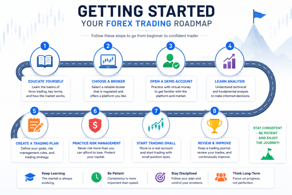 Fig 1.2 Forex trading for dummies roadmap from learning basics